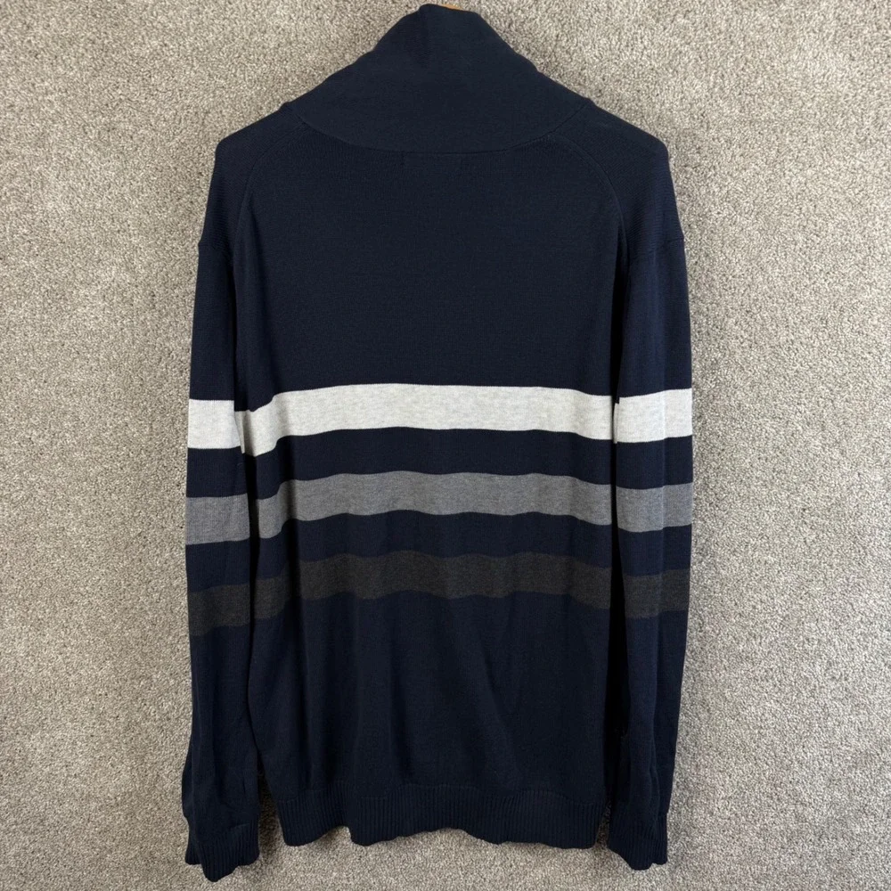 Banana Republic Mens XXL Navy Blue Striped Shawl Collar‎ Cardigan Sweater NEW